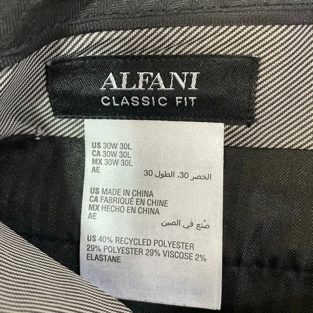 NEW Alfani Dress Pants Men's 32x32 Black Polyester Blend Slim Fit